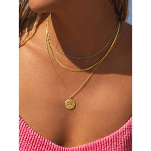 Collana Dots Turquoise Enamel Argento Placcato Oro