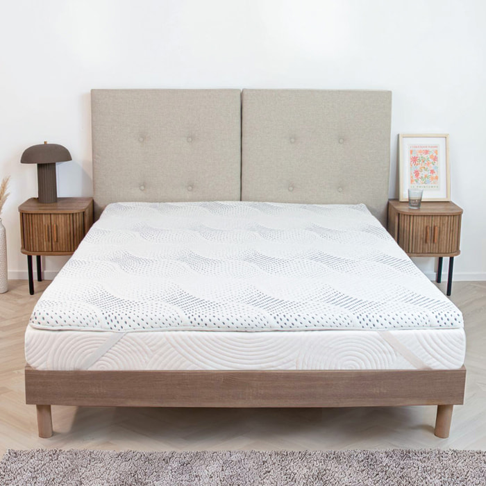 Surmatelas ViscoTouch, 5 cm, Mémoire de Forme et Gel Rafraîchissant, Très Bonne Indépendance de Couchage, Fabrication Française