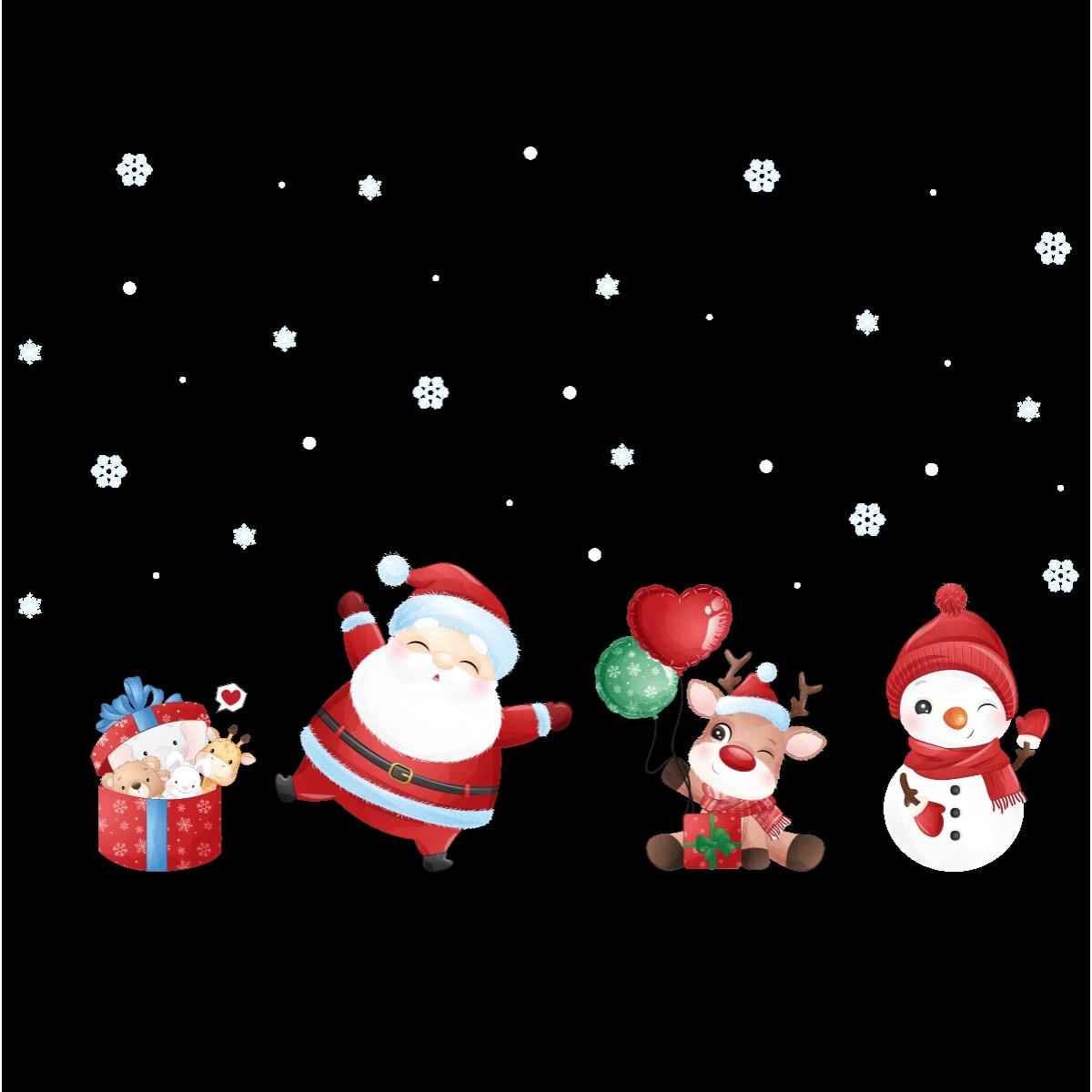 Sticker Noël le père noël et les cadeaux surprise - Autocollants stickers adhésifs noël - décoration fêtes