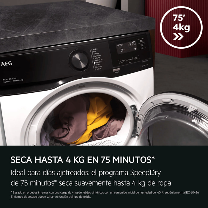 AEG Secadora con Bomba de Calor Serie 7000 SensiDry® de 9 kg TE7G9OBOB