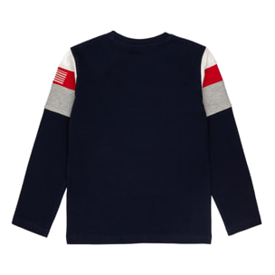 T-shirt con fasce colorate e ricamo logo