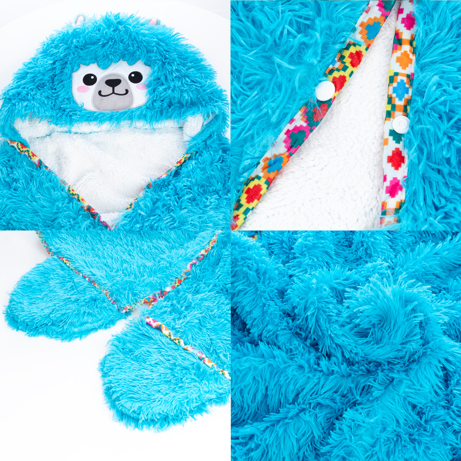 Bata manta adultos con capucha diseño alpaca. 120x152 cm.