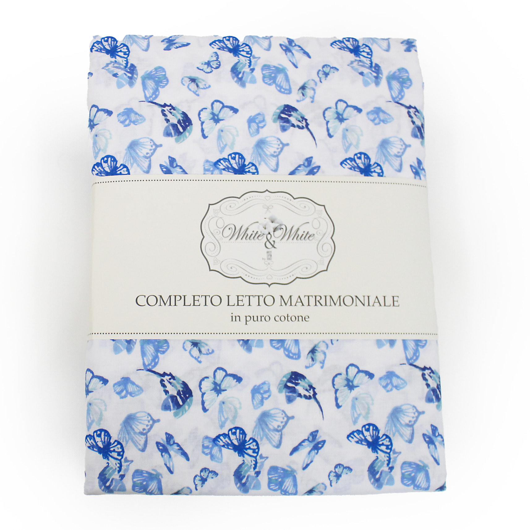TESS HOME COLLECTION Completo letto matrimoniale Farfalle in Puro Cotone