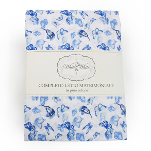 TESS HOME COLLECTION Completo letto matrimoniale Farfalle in Puro Cotone
