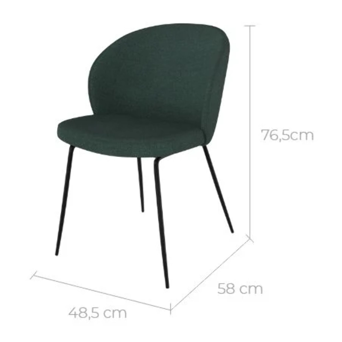 Lot de 2 chaises vertes en tissu bouclette et pied en métal - Groom