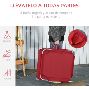 Tumbona Plegable Tumbona Jardín Exterior con Respaldo Ajustable en 5 Posiciones y Estructura Metálica Carga 120 kg para Terraza Piscina Playa 180x55x24 cm Burdeos