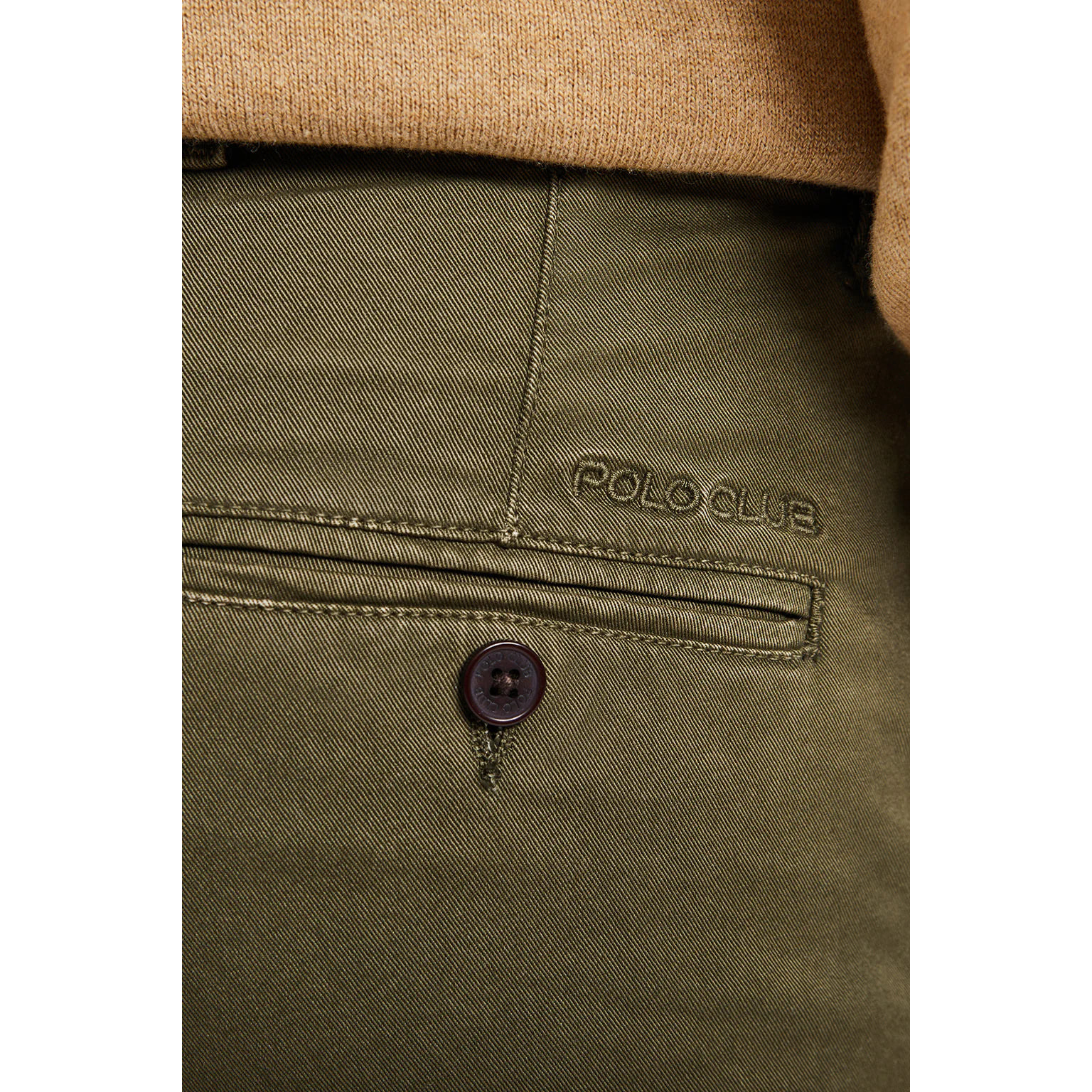 Pantalón chino verde oscuro de corte slim con logo Polo Club en bolsillo trasero