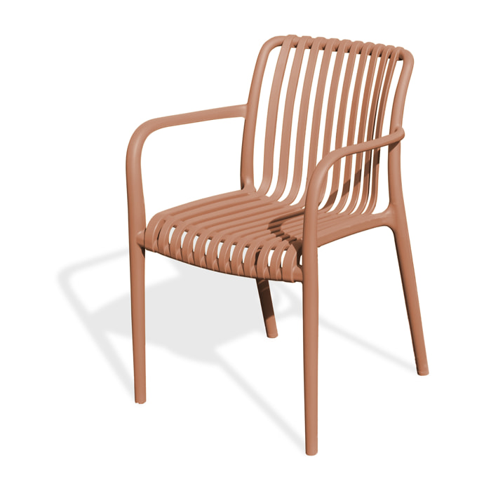 TIAGO - Fauteuil de jardin empilable en Polypropylène terracotta
