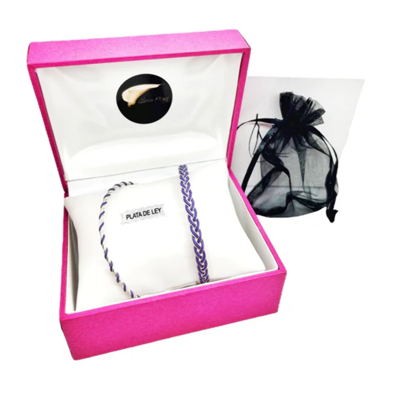 Conjunto de pulseras trenzadas plata 925 violeta
