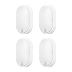 FORLIGHT MOO (4uds) Aplique de Pared Exterior LED IP54 Sensor Crepuscular de Movimiento Temperatura Regulable. Color Blanco