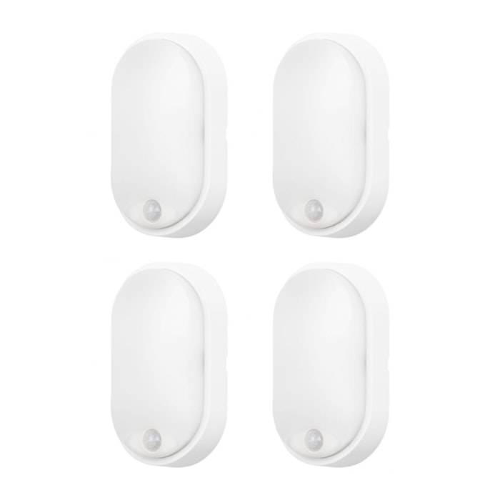 FORLIGHT MOO (4uds) Aplique de Pared Exterior LED IP54 Sensor Crepuscular de Movimiento Temperatura Regulable. Color Blanco