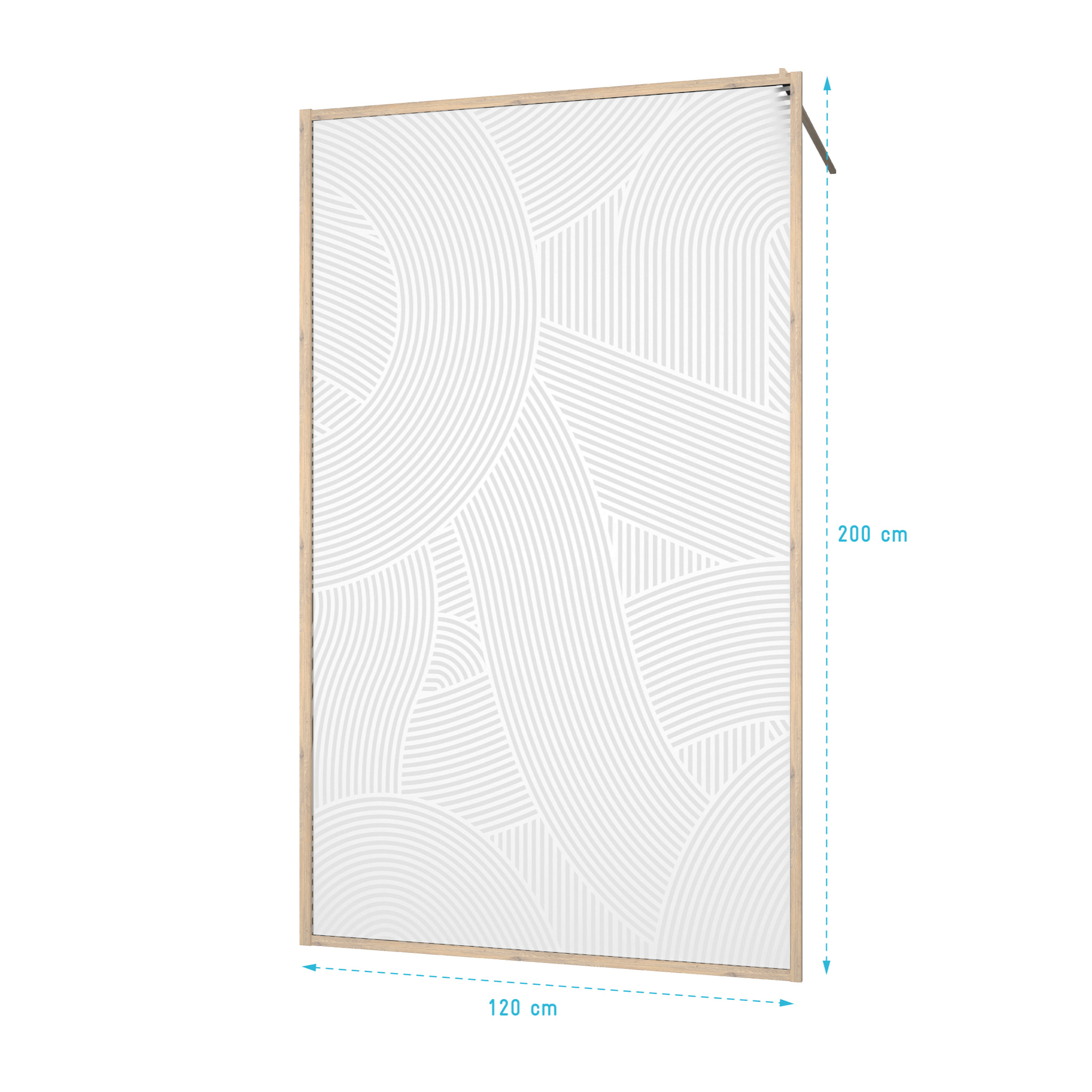 Paroi de douche 120 x 200 HINATA style Japandi courbes douces - Cadre effet Bois - Verre 6mm
