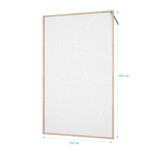 Paroi de douche 120 x 200 HINATA style Japandi courbes douces - Cadre effet Bois - Verre 6mm