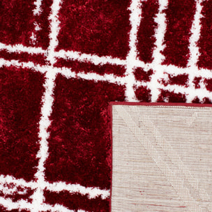 Oslo - tapis de salon à poils longs linéaires rouge