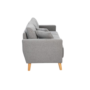 Canapé 3 places en tissu gris et bois clair MUNIK