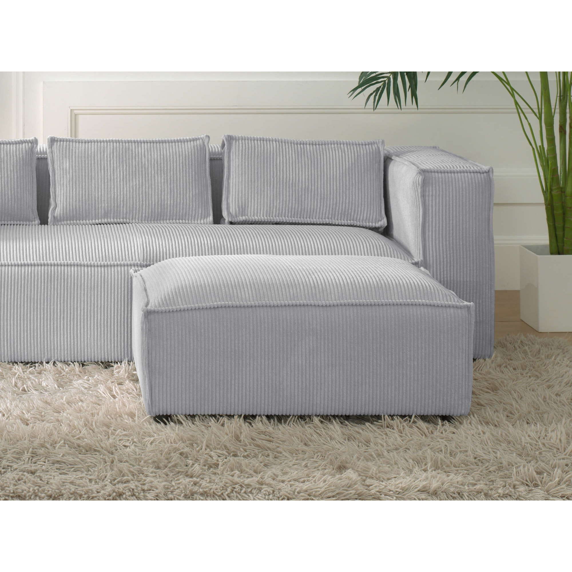 Stella - pouf en velours côtelé - style contemporain - Gris clair