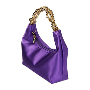 Borsa a mano viola in raso