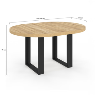 Table à manger ronde extensible Brixton Ø110-150cm