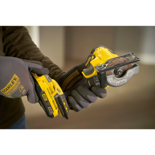 STANLEY FATMAX V20 Mini-Scie Circulaire 75 mm Brushless 18V + 2 Batteries 2Ah SFMCM300D2-QW