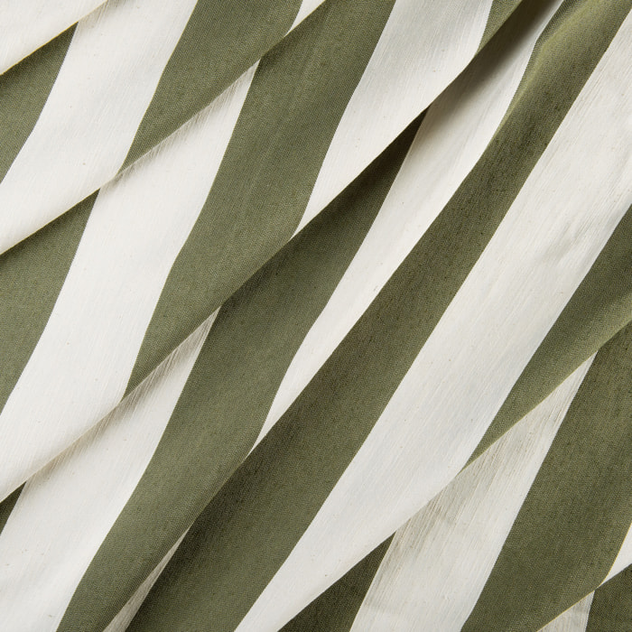 Rideau à rayures verticales en armure satin avec œillets - Vert