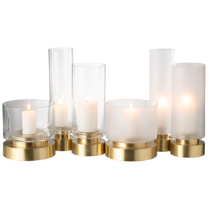 J-Line photophore/vase Pia - verre/cuivre - transparent/or - large - 2 pièces