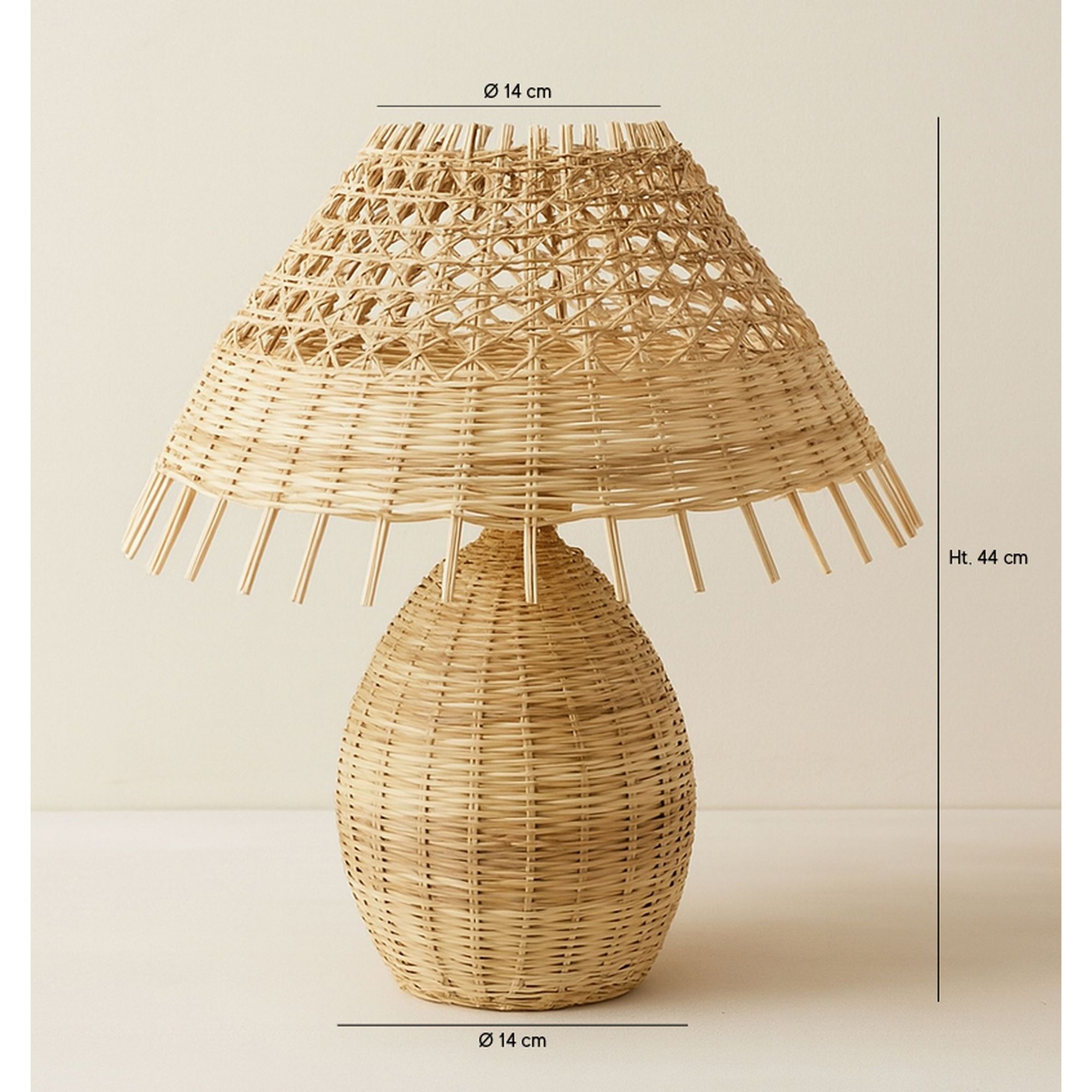 Lampe à poser en rotin h44cm JOYCE