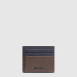 Piquadro Portacarte di credito sottile in pelle, schermato con protezione RFID