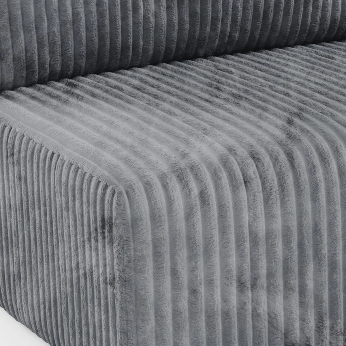 ELIOR - Canapé panoramique convertible 5 places en côtelé gris