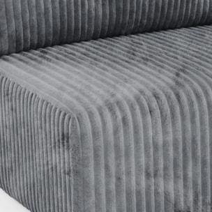 ELIOR - Canapé panoramique convertible 5 places en côtelé gris