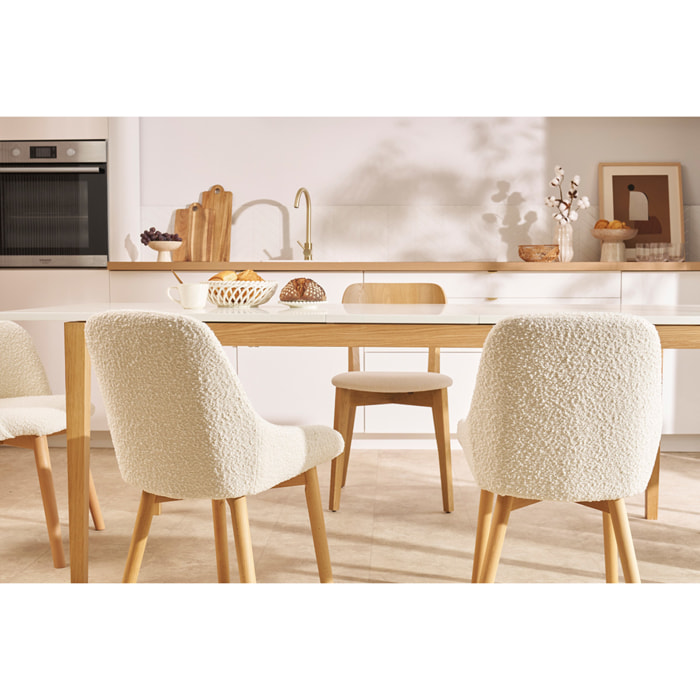 Chaises scandinaves en tissu vert de gris et bois clair massif (lot de 2) HOLO