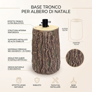 Base decorativa a tronco per albero di Natale in magnesio e ferro - Marrone