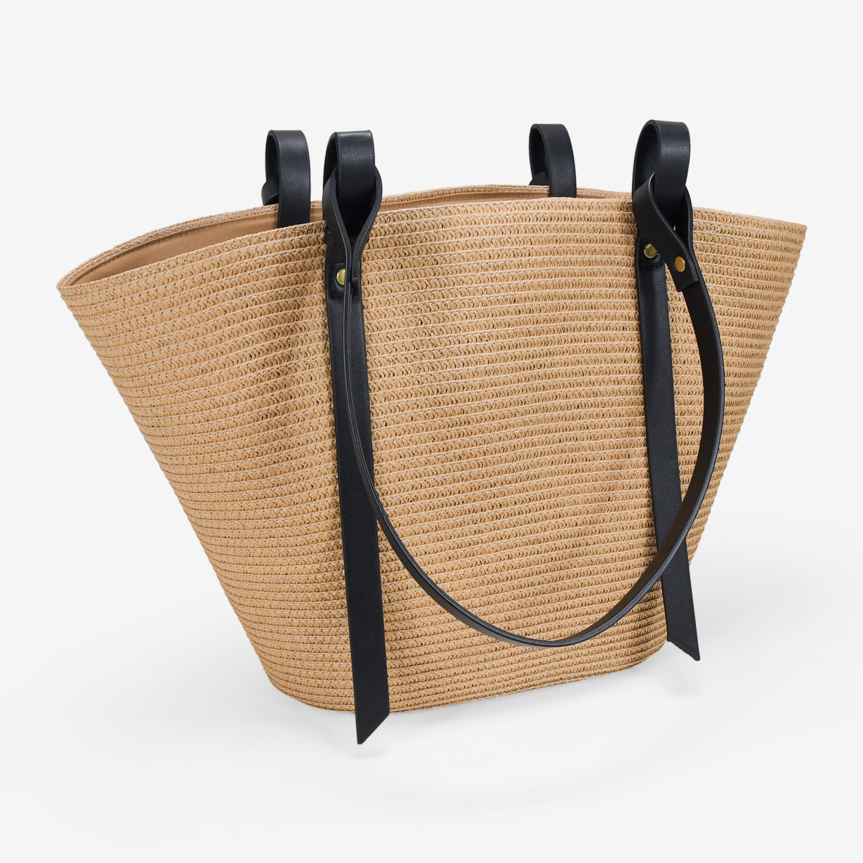 Capazo de hombro tostado con cremallera