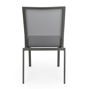 Set 4 sedie da giardino ZARAGOZA in textilene e alluminio antracite, impilabile