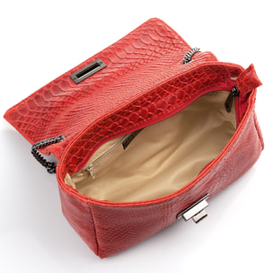 Dalida Borsa a tracolla Donna.Pelle autentica Camoscio Inciso Serpente