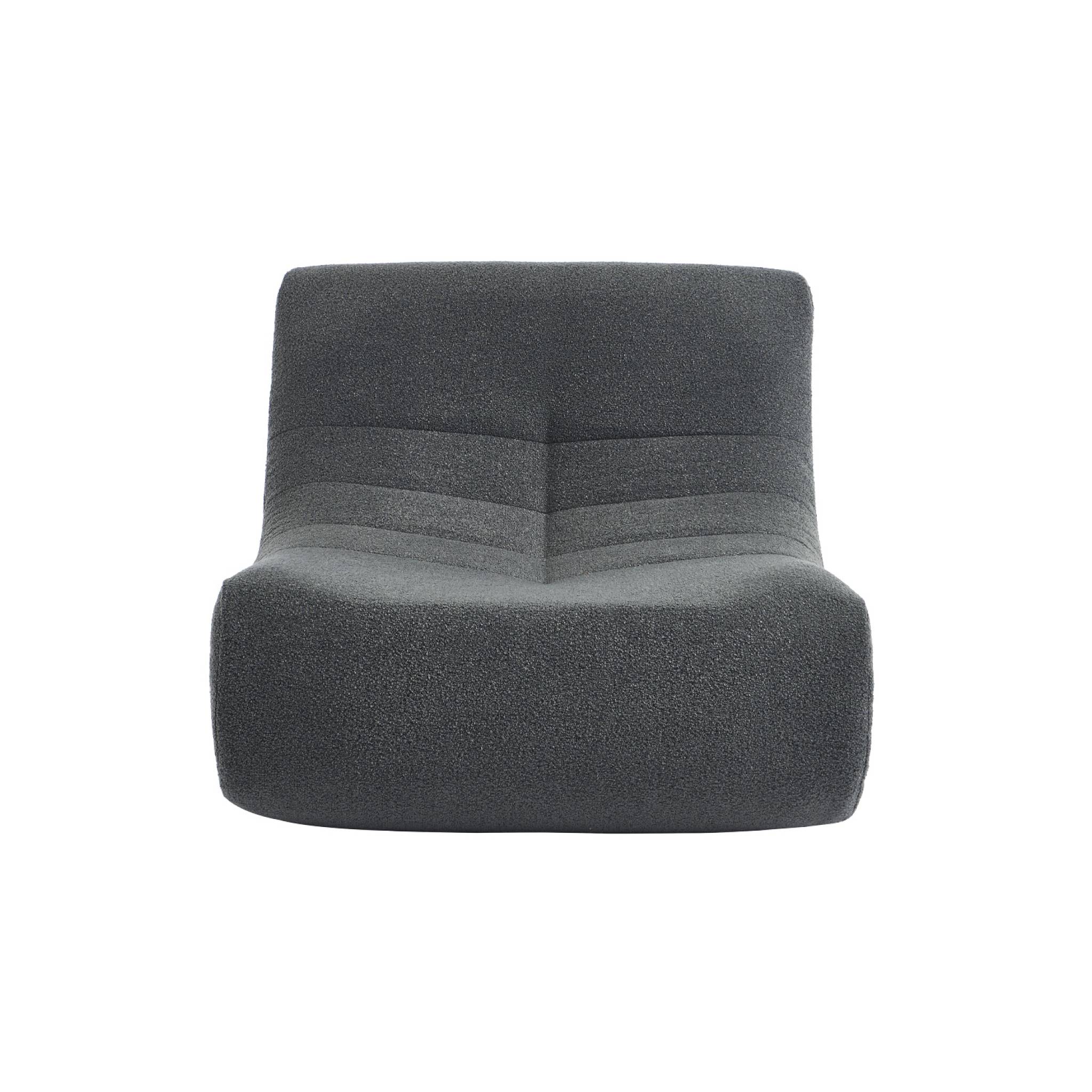 Lot de 2 fauteuils chauffeuses en bouclette texturée anthracite style contemporain 1 place