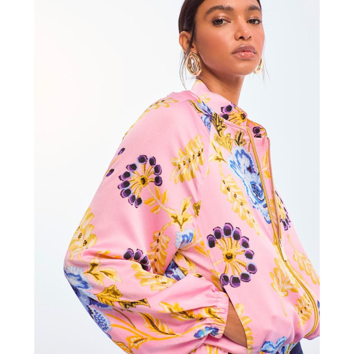 bomber in raso con stampa