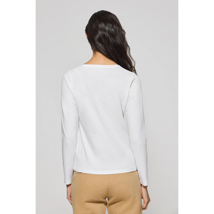 Maglietta basic a maniche lunghe bianca con logo Rigby Go