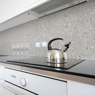 Sticker crédence adhésive - TERRAZZO GRIS BLANC - 60x200cm