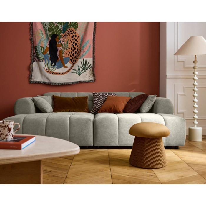 Ray - canapé droit 4 places avec double méridienne - assise profonde - en tissu texturé - Gris