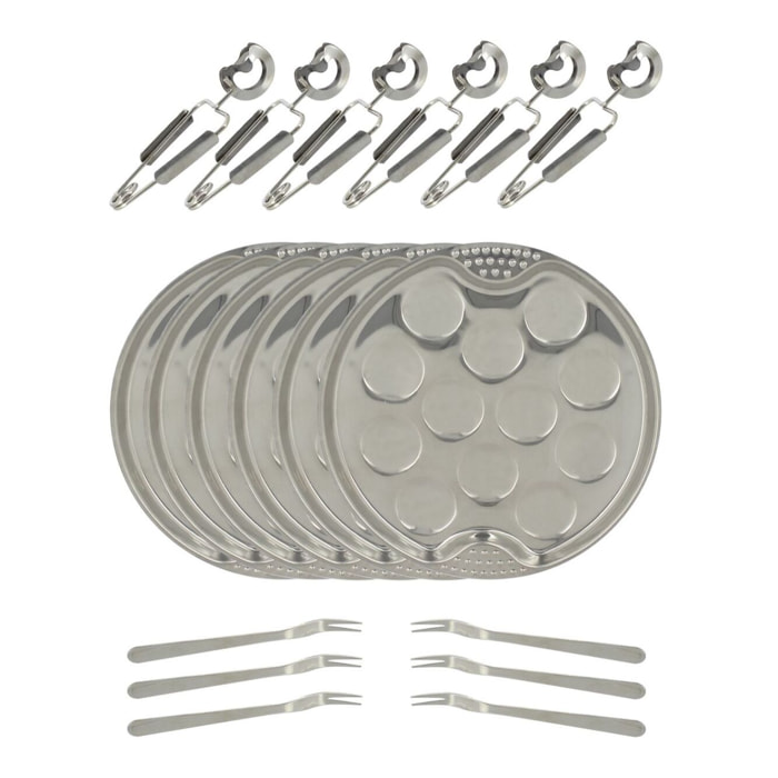 Service à escargot 18 pièces en inox ORIANE