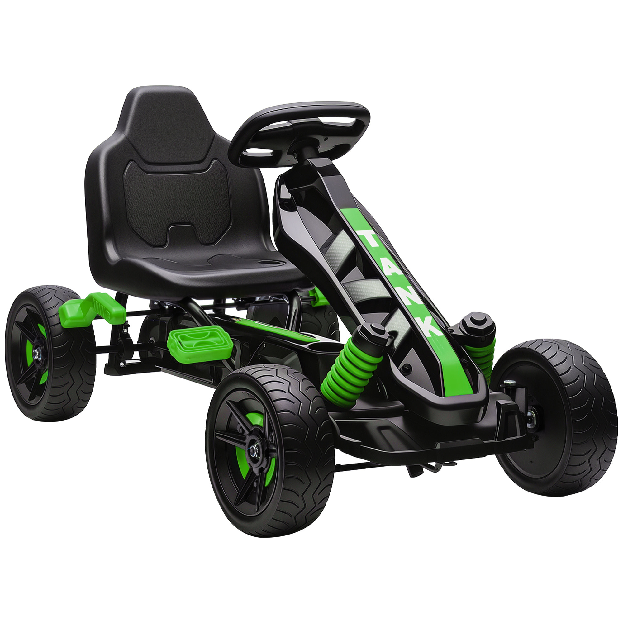 Kart Pedales para Niños de +3 Años Go Kart con Embrague Automático Freno Ruedas Antideslizantes de EVA y Marco Metálico Carga 50 kg Verde