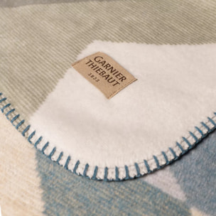 Plaid coton mélangé 415 g/m² motif jacquard bleu beige Versus aqua