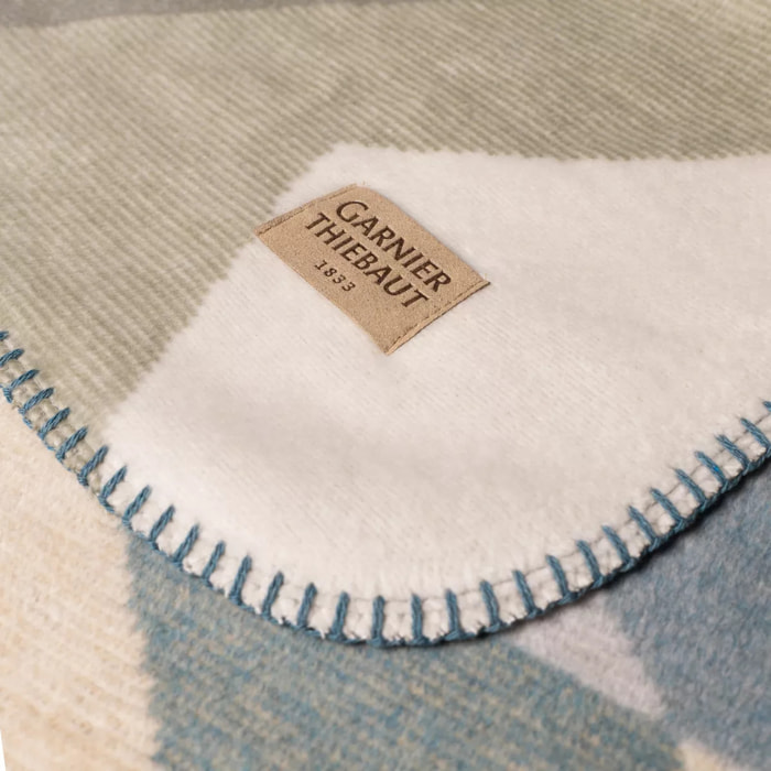 Plaid coton mélangé 415 g/m² motif jacquard bleu beige Versus aqua