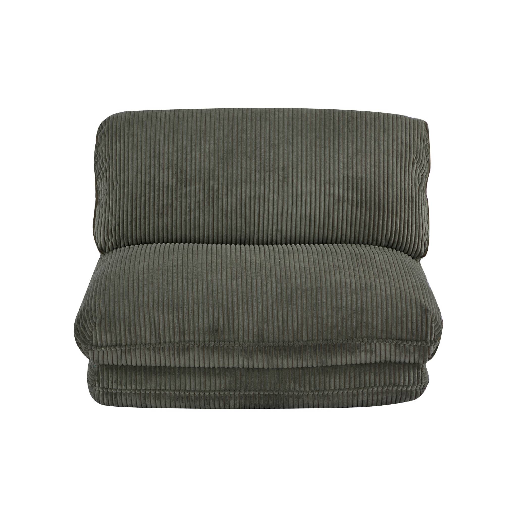Chauffeuse matelas kaki convertible velours côtelé grosse côte 1 place Cosy