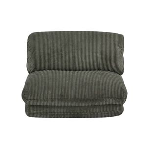 Chauffeuse matelas kaki convertible velours côtelé grosse côte 1 place Cosy