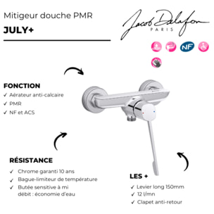 Mitigeur douche mural PMR July+ chromé