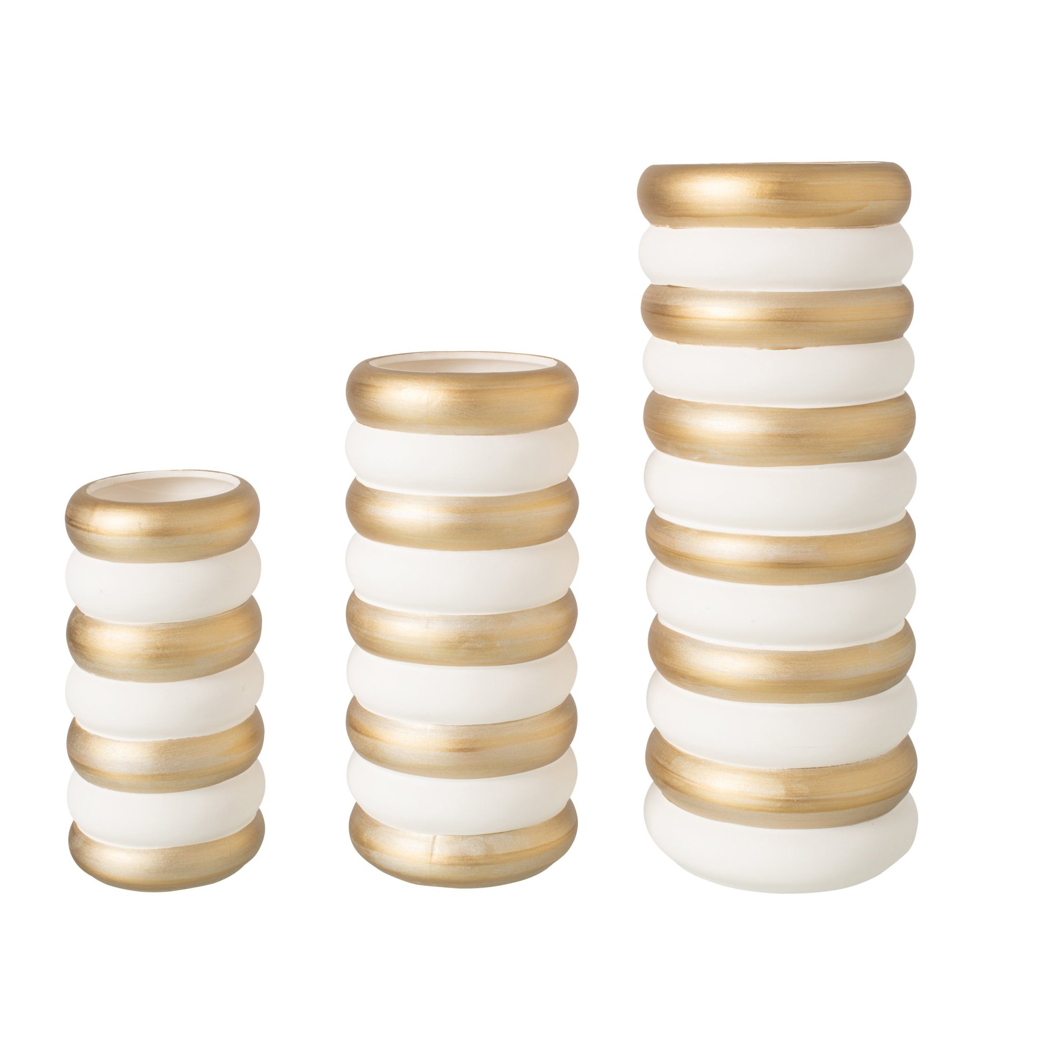 J-Line vase - porcelaine - doré/blanc - set de 3