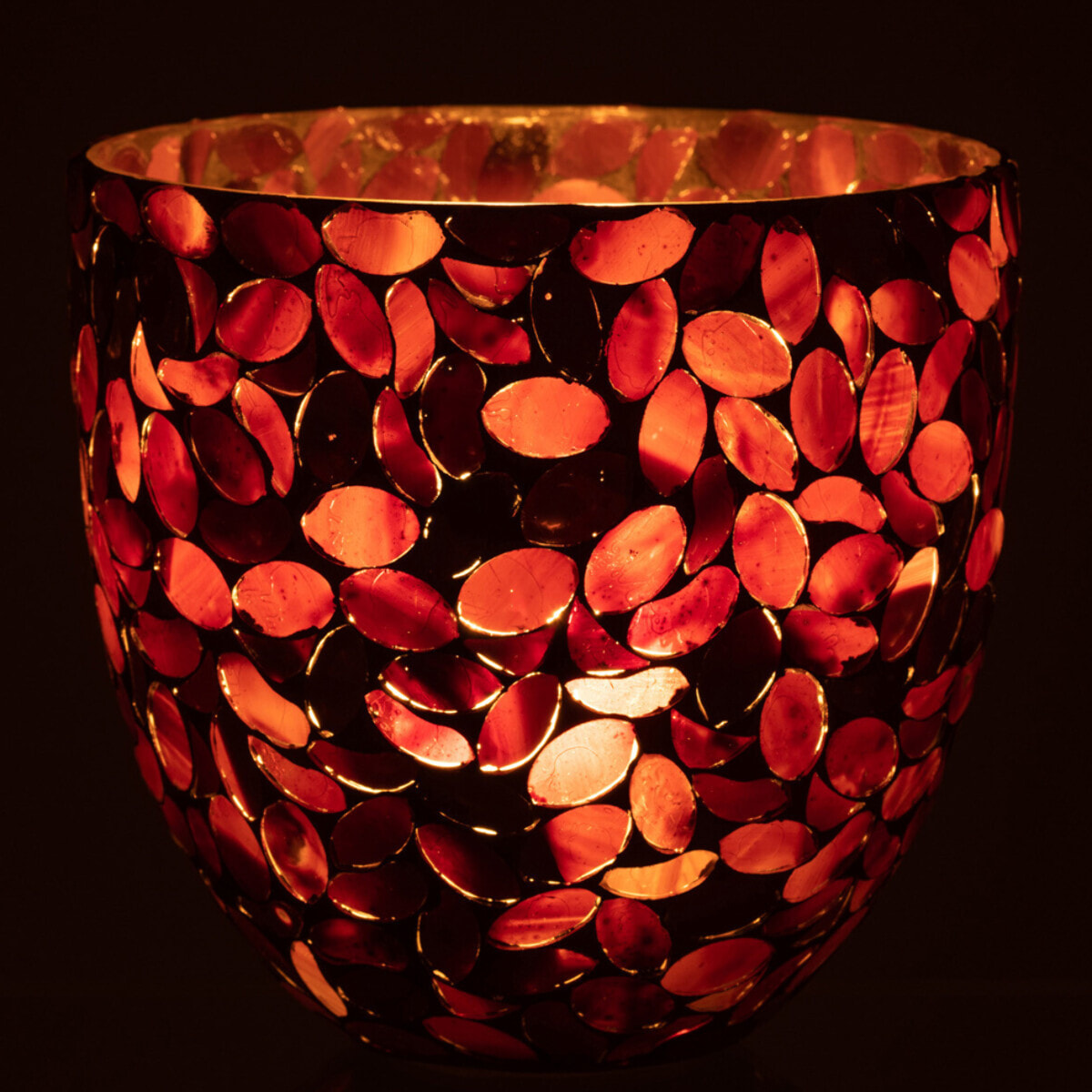 J-Line photophore Mosaique - verre - bordeaux - medium