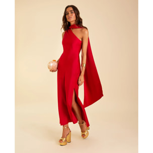 Vestido midi asimétrico con lazada