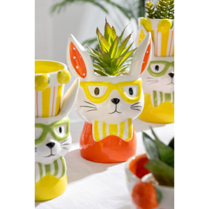 J-Line cache-pot 2 Parties Lapin Dolomite - céramique - mix - large - 3 pièces - Ø 14 cm